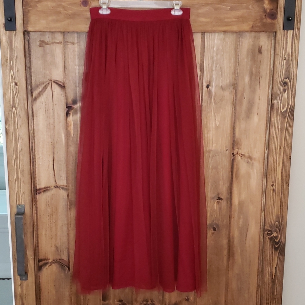 Tulle Wine Red Skirt, Floor length